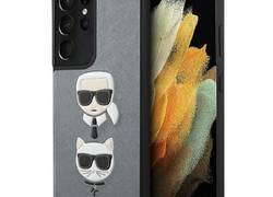 Karl Lagerfeld Saffiano Karl & Choupette Heads - Etui Samsung Galaxy S21 Ultra (srebrny)