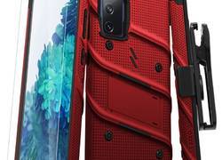 Zizo Bolt Cover - Pancerne etui Samsung Galaxy S20 FE ze szkłem 9H na ekran + podstawka & uchwyt do paska (czerwony/czarny)