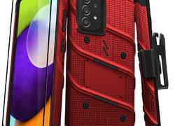 ZIZO BOLT Series - Pancerne etui Samsung Galaxy A52 5G/A52S ze szkłem 9H na ekran + uchwyt z podstawką (czerwony)