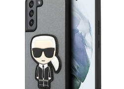 Karl Lagerfeld Saffiano Ikonik Patch - Etui Samsung Galaxy S22 (srebrny)