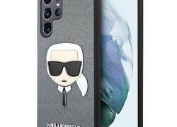 Karl Lagerfeld Saffiano Ikonik Karl`s Head - Etui Samsung Galaxy S22 Ultra (srebrny)