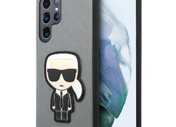 Karl Lagerfeld Saffiano Ikonik Patch - Etui Samsung Galaxy S22 Ultra (srebrny)