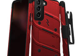 ZIZO BOLT Series - Pancerne etui Samsung Galaxy S22 ze szkłem 9H na ekran + uchwyt z podstawką (czerwony)