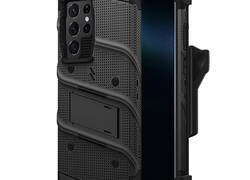 ZIZO BOLT Series - Pancerne etui Samsung Galaxy S22 Ultra ze szkłem 9H na ekran + uchwyt z podstawką (czarny)