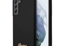 Guess Silicone Script Metal Logo - Etui Samsung Galaxy S22+ (czarny)
