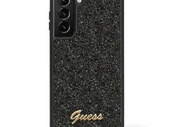 Guess Glitter Flakes Metal Logo Case - Etui Samsung Galaxy S23 (czarny)