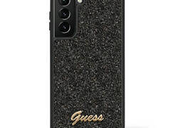 Guess Glitter Flakes Metal Logo Case - Etui Samsung Galaxy S23+ (czarny)