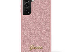 Guess Glitter Flakes Metal Logo Case - Etui Samsung Galaxy S23 Ultra (różowy)