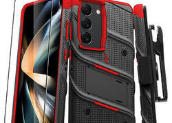 ZIZO BOLT Series - Pancerne etui Samsung Galaxy S23 ze szkłem 9H na ekran + uchwyt z podstawką (czarny / czerwony)