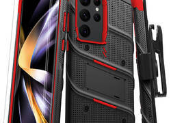 ZIZO BOLT Series - Pancerne etui Samsung Galaxy S23 Ultra ze szkłem 9H na ekran + uchwyt z podstawką (czarny / czerwony)