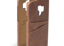 Krusell Sunne 2 Card Cover - Skórzane etui Samsung Galaxy S9 z dwoma zewnętrznymi kieszeniami na karty (Cognac)