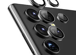 Crong Lens Ring - Szkło hartowane na obiektyw aparatu Samsung Galaxy S24 Ultra (czarny)
