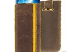 Valenta Pocket Stripe Vintage - Skórzane etui wsuwka Samsung Galaxy S4/S III, HTC One i inne (brązowy)