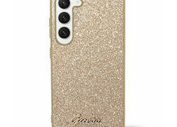 Guess Glitter Flakes Metal Logo Case - Etui Samsung Galaxy S24 Ultra (złoty)