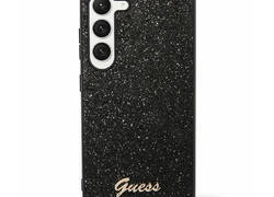 Guess Glitter Flakes Metal Logo Case - Etui Samsung Galaxy S24 Ultra (czarny)