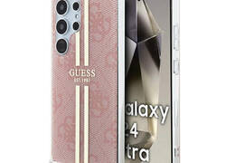 Guess IML 4G Gold Stripe - Etui Samsung Galaxy S24 Ultra (różowy)