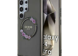 Guess IML Flowers Wreath MagSafe - Etui Samsung Galaxy S24 Ultra (czarny)