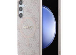Guess 4G Collection Leather Metal Logo MagSafe - Etui Samsung Galaxy S24+ (różowy)