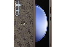 Guess 4G Collection Leather Metal Logo MagSafe - Etui Samsung Galaxy S24+ (brązowy)
