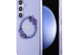 Guess IML Flowers Wreath MagSafe - Etui Samsung Galaxy S24+ (fioletowy)