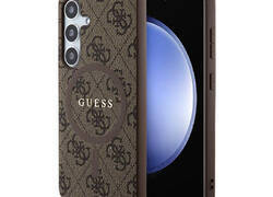 Guess 4G Collection Leather Metal Logo MagSafe - Etui Samsung Galaxy S24 (brązowy)