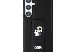 Karl Lagerfeld Gripstand Saffiano Karl & Choupette Pins - Etui Samsung Galaxy S24 Ultra (czarny)