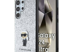 Karl Lagerfeld Fixed Glitter Ikonik Logo Metal Pin - Etui Samsung Galaxy S24 Ultra (srebrny)