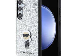 Karl Lagerfeld Fixed Glitter Ikonik Logo Metal Pin - Etui Samsung Galaxy S24+ (srebrny)