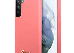 Guess Silicone Script Metal Logo - Etui Samsung Galaxy S22+ (fuksja)