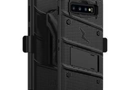 Zizo Bolt Cover - Pancerne etui Samsung Galaxy S10 oraz podstawka & uchwyt do paska (Black/Black)
