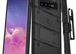 Zizo Bolt Cover - Pancerne etui Samsung Galaxy S10+ oraz podstawka & uchwyt do paska (Black/Black)