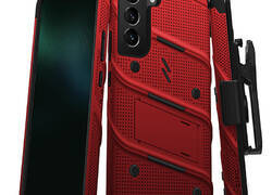 ZIZO BOLT Series - Pancerne etui Samsung Galaxy S22+ ze szkłem 9H na ekran + uchwyt z podstawkš (czerwony)