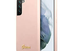 Guess Silicone Script Metal Logo - Etui Samsung Galaxy S23 (różowy)