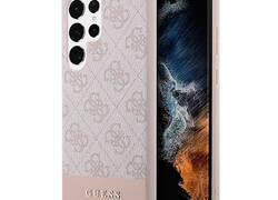 Guess 4G Bottom Stripe Metal Logo Collection - Etui Samsung Galaxy S23 Ultra (różowy)