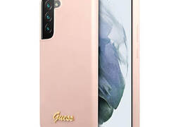 Guess Silicone Script Metal Logo - Etui Samsung Galaxy S23+ (różowy)
