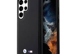 BMW Leather Hot Stamp Tricolor - Etui Samsung Galaxy S23 Ultra (czarny)