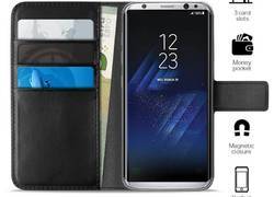 PURO Booklet Wallet Case - Etui Samsung Galaxy S8+ z kieszeniami na karty + stand up (czarny)