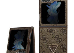 Guess Leather 4G Triangle Strass - Etui Samsung Z Flip 5 (bršzowy)