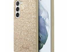 Guess Glitter Flakes Metal Logo Case - Etui Samsung Galaxy S24+ (złoty)