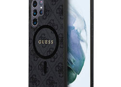 Guess 4G Collection Leather Metal Logo MagSafe - Etui Samsung Galaxy S24 Ultra (czarny)