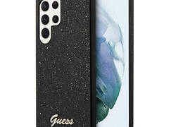 Guess Glitter Flakes Metal Logo Case - Etui Samsung Galaxy S24 Ultra (czarny)