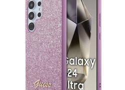 Guess Glitter Flakes Metal Logo Case - Etui Samsung Galaxy S24 Ultra (fioletowy)