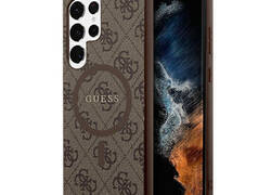 Guess 4G Collection Leather Metal Logo MagSafe - Etui Samsung Galaxy S24 Ultra (bršzowy)
