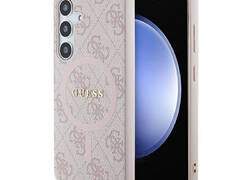Guess 4G Collection Leather Metal Logo MagSafe - Etui Samsung Galaxy S24 (różowy)