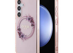 Guess IML Flowers Wreath MagSafe - Etui Samsung Galaxy S24 (różowy)