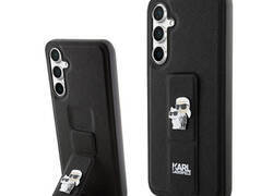 Karl Lagerfeld Gripstand Saffiano Karl & Choupette Pins - Etui Samsung Galaxy S23 FE (czarny)