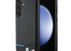 BMW Leather Carbon Blue Line - Etui Samsung Galaxy S24+ (czarny)