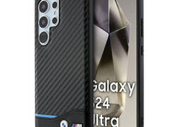 BMW Leather Carbon Blue Line - Etui Samsung Galaxy S24 Ultra (czarny)
