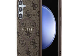 Guess 4G Collection Leather Metal Logo MagSafe - Etui Samsung Galaxy S24 (bršzowy)