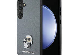 Karl Lagerfeld Saffiano Karl & Choupette Metal Pin - Etui Samsung Galaxy S24+ (szary)